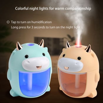 ELOOLE 300ml Cute Pet Cow Humidifier Mini Humidifier Air With 7 Colors Light Aroma Essential Humidifier Oil Diffuser Cool Mist