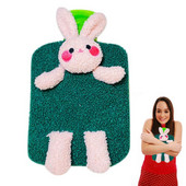 Forróvizes táska télre 1000 ml-es melegvizes palack plüss nyuszi fedővel Hordozható melegvizes táska kézre, lábra hasra