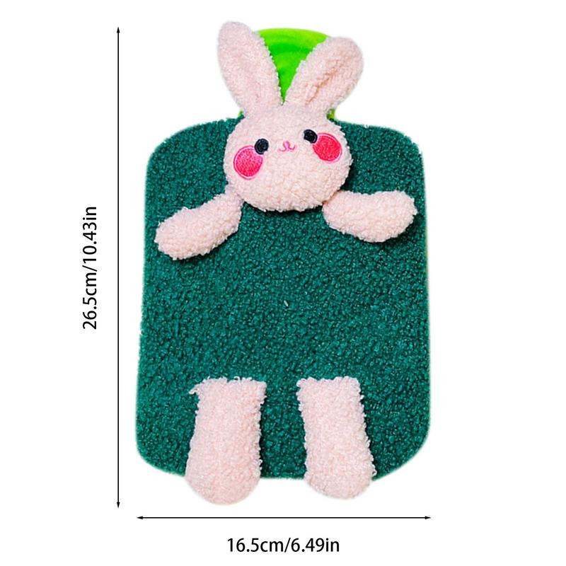 Forróvizes táska télre 1000 ml-es melegvizes palack plüss nyuszi fedővel Hordozható melegvizes táska kézre, lábra hasra