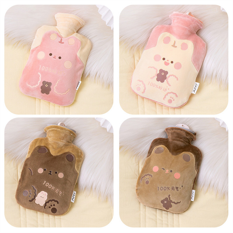 Multikas plüüskaru kuumaveepudel vee täidis samet Väike kaasaskantav õpilase käte ja jalgade soojem Armsate tüdrukute soe veekott