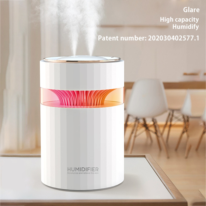 900 ml-es dupla fúvókás légpárásító színes könnyű némítású Heavy Fogger USB Humidificador légtisztítóval otthoni irodába, hálószobába
