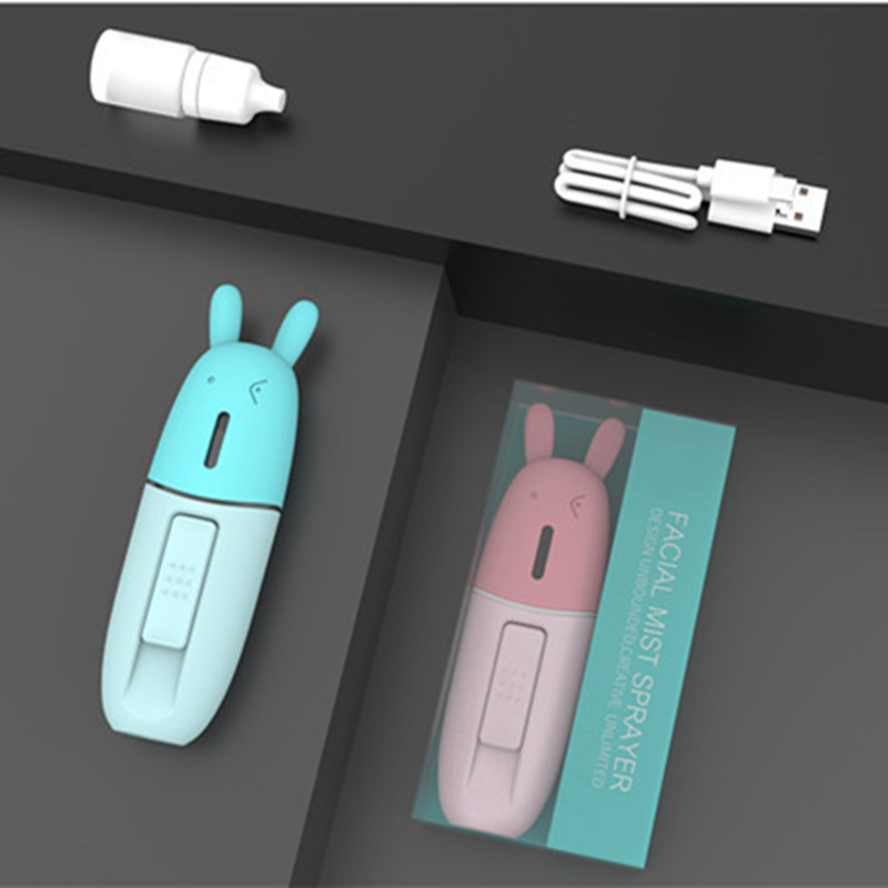 Cute Rabbit hordozható arc-párásító elektromos USB kézi vízpermet készítő léghűtő párásítók diffúzor arcgőzhöz