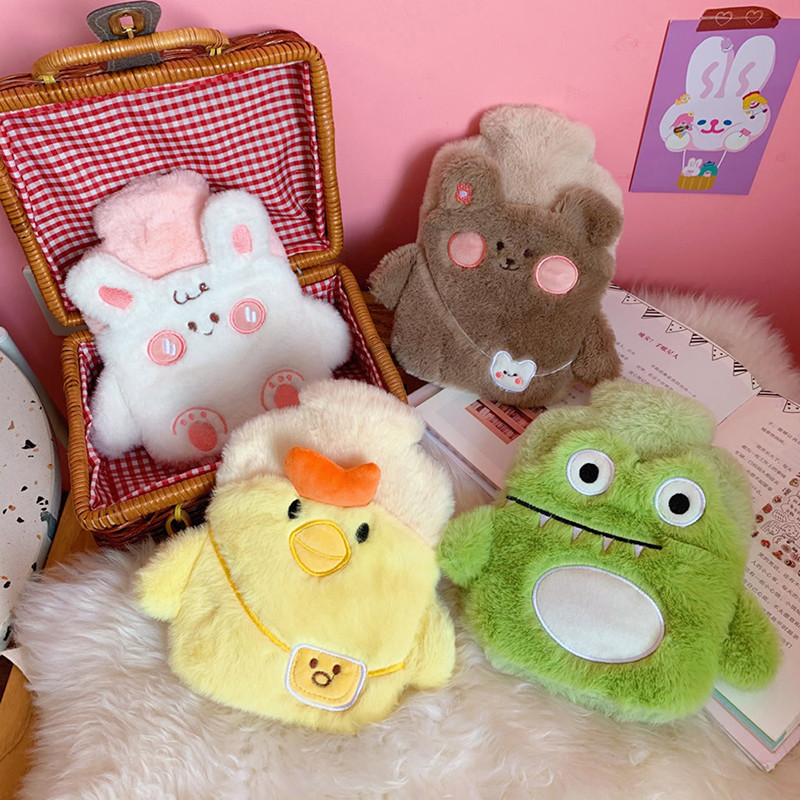 Aranyos PVC stressz-fájdalomcsillapító melegvizes palacktáska Kawaii kötött puha, kényelmes huzat Téli meleg meleg újrafelhasználható kézmelegítő