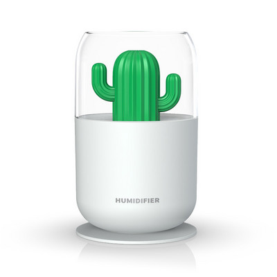 Cactus Ultrahangos légpárásító 300ml USB Mini vízdiffúzor ködkészítő puha meleg LED éjszakai lámpa irodai otthoni autóhoz