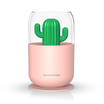 Cactus Ultrahangos légpárásító 300ml USB Mini vízdiffúzor ködkészítő puha meleg LED éjszakai lámpa irodai otthoni autóhoz
