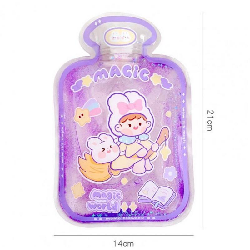 Kawaii Iepure Urs Încălzitor de mâini cu nisip mișcător Student Girl Geantă cu apă fierbinte Capac ermetic de desene animate Geanta cu apă izolată Husă caldă