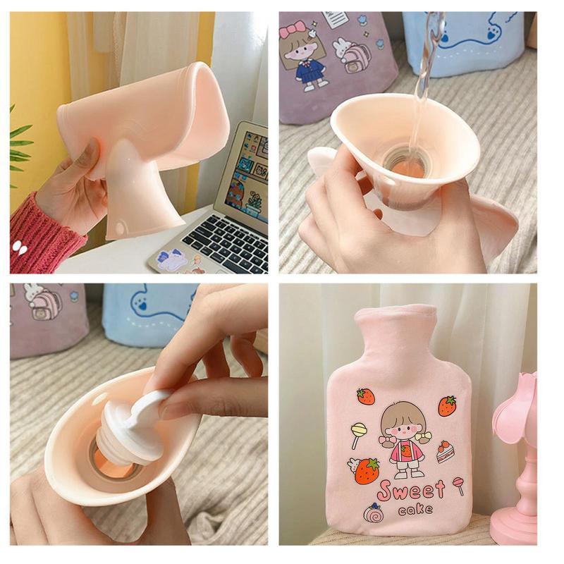 1 db 350 ml-es melegvizes táska aranyos rajzfilm melegvizes palack plüss melegvizes palack téli meleg vizes táska kéz lábmelegítő vizes palack