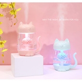 350 ml Cat USB párásító légtisztító mini aroma illóolaj diffúzor hordozható otthoni párásító ködkészítő meleg fénnyel