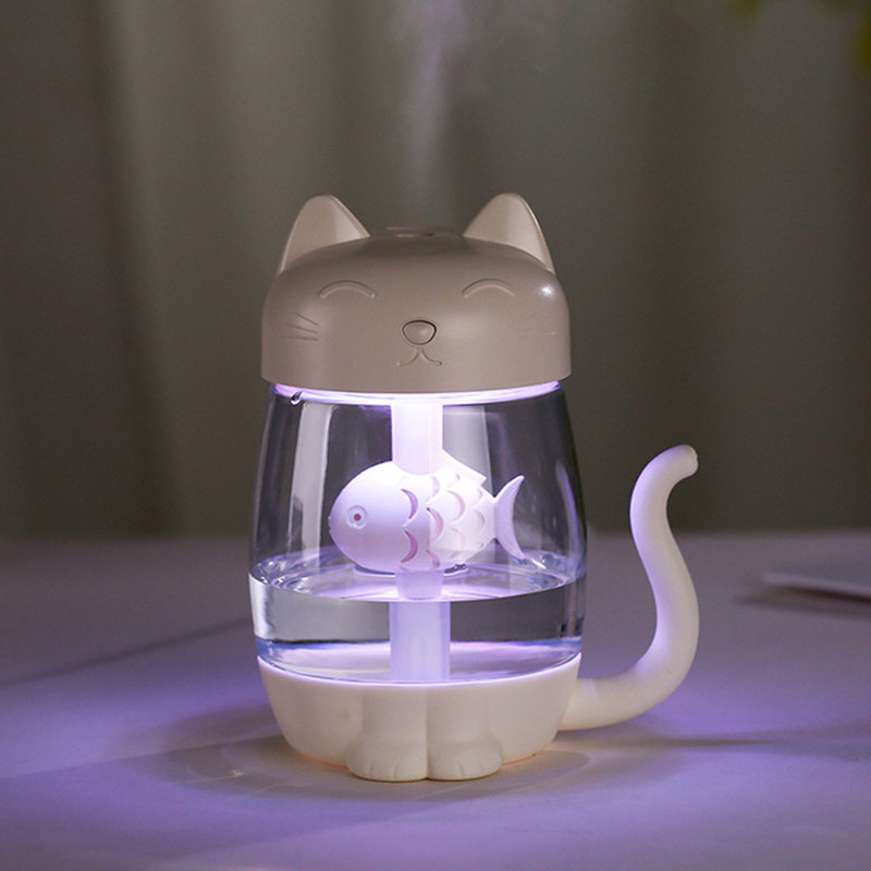 350 ml Cat USB párásító légtisztító mini aroma illóolaj diffúzor hordozható otthoni párásító ködkészítő meleg fénnyel