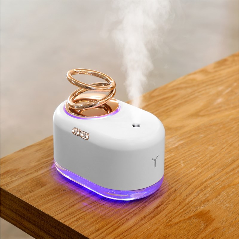 Mini umidificator dinamic suspendat cu inel, portabil, baterie de 2000 mAh, difuzor electric de aromoterapie, umidificator de aer cu ultrasunete