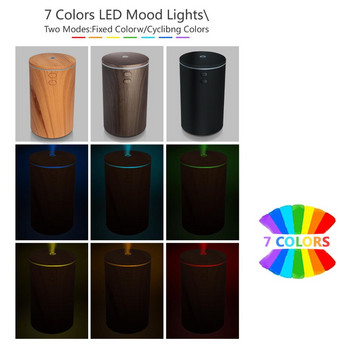 100ML Υγραντήρας αέρα Wood Grain Ultrasonic USB Aroma Essential Oil Diffuser Color LED Humidificador Διαχύτης αυτοκινήτου