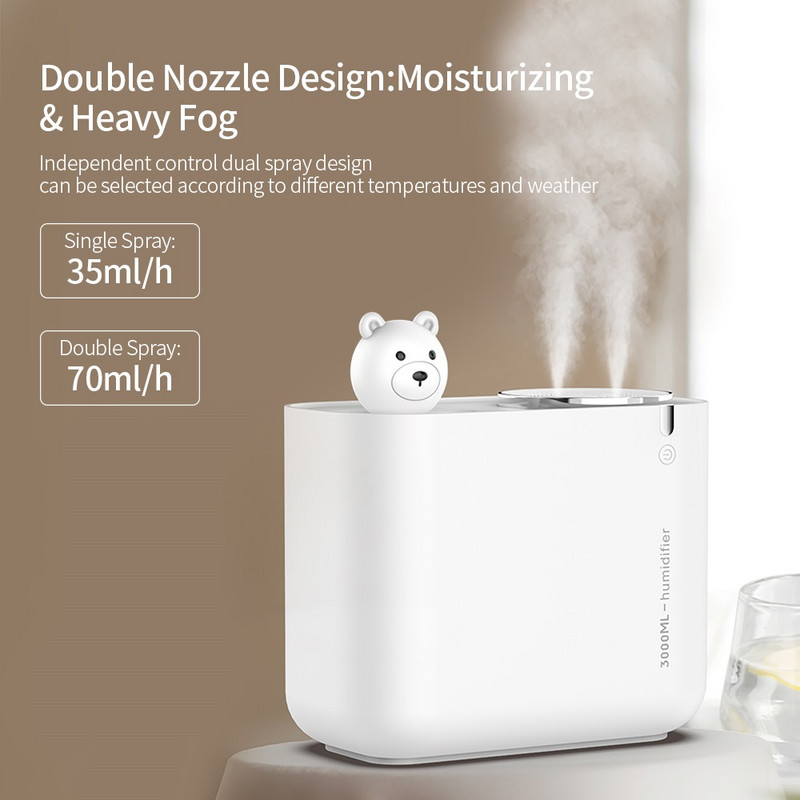 Dupla spray aromaterápiás diffúzor párásító USB ultrahangos Cool Humidificador illóolajos otthoni ködkészítő Quiet Fogger
