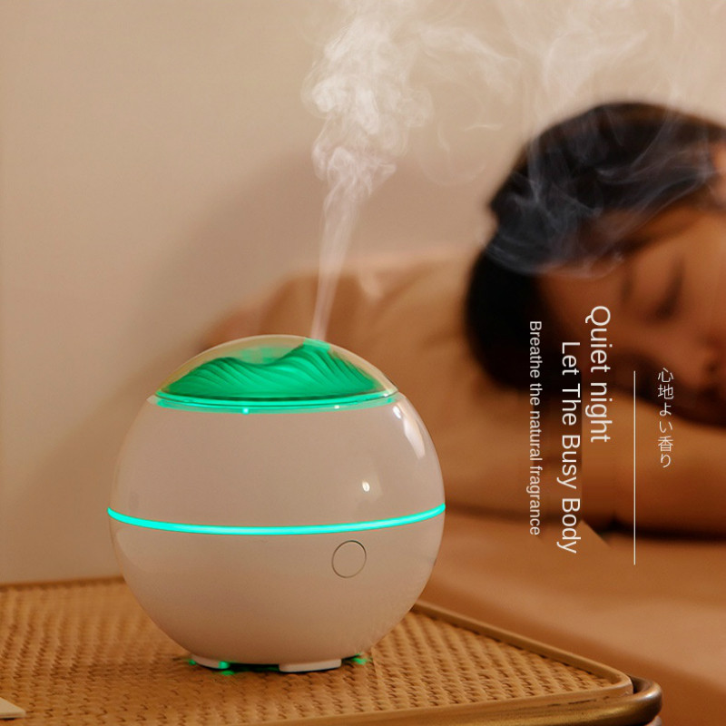 Mountain View ultrahangos aromaterápiás diffúzor, hordozható mini aromaterápiás permetező, USB illóolaj porlasztó, LED lámpa otthon