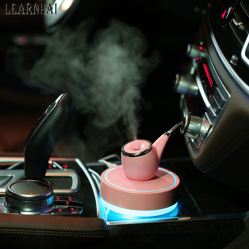 LEARNHAI 110 ml ultrahangos levegő dohánycső párásító mini aroma diffúzor otthoni autós USB ködkészítő ködkészítő LED éjszakai lámpával