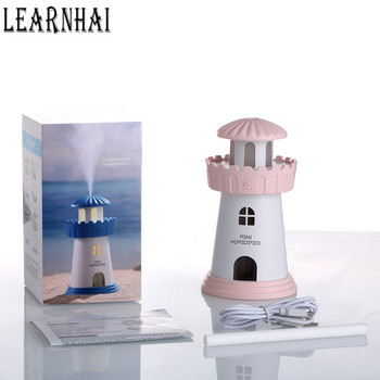 LEARNHAI 150ML Lighthouse Ултразвуков овлажнител за въздух USB DC5V дифузер Преносим битов пречиствател на въздуха Създател на мъгла за дома на автомобила