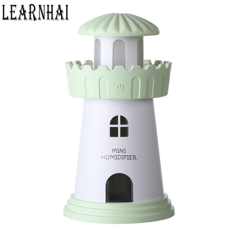 LEARNHAI 150 ml Lighthouse ultrahangos légnedvesítő USB DC5V diffúzor hordozható háztartási légtisztító párakészítő autós otthonhoz