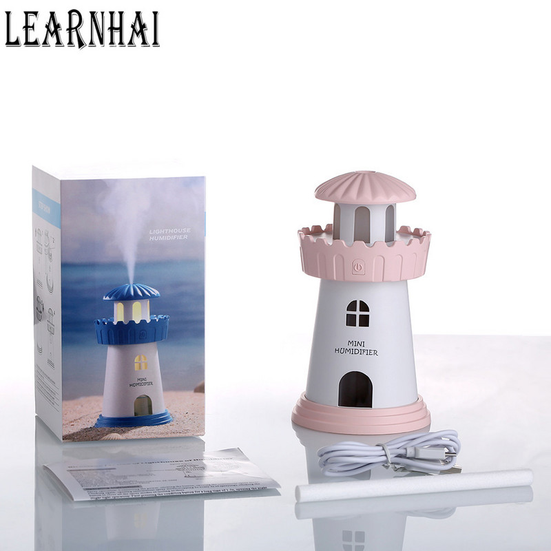 LEARNHAI 150 ml Lighthouse ultrahangos légnedvesítő USB DC5V diffúzor hordozható háztartási légtisztító párakészítő autós otthonhoz