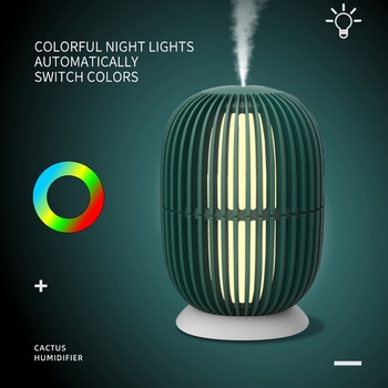 Нов овлажнител H8 Cactus Сладък мини домакински малък овлажняващ ароматерапичен USB овлажнител Цветна нощна лампа