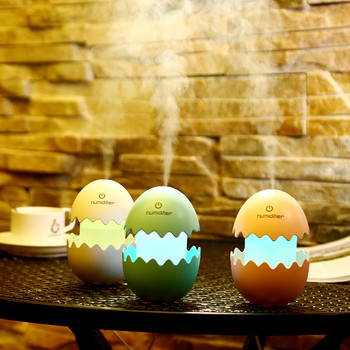 Творчески забавен дифузер за яйца Овлажнител Топла нощна лампа USB Мини дифузер Домашен офис Настолен уред за мъгла
