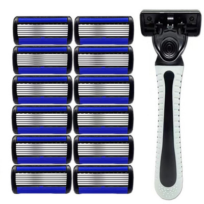 12/6 vnt. skutimosi peiliukai vyrų skutimosi skustuvas vyrams veido plaukų šalinimui Sharp 6 sluoksnių skutimosi peiliukų įrankių rinkinys su skustuvo rankena