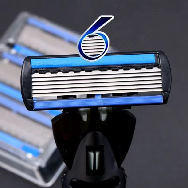 12/6 vnt. skutimosi peiliukai vyrų skutimosi skustuvas vyrams veido plaukų šalinimui Sharp 6 sluoksnių skutimosi peiliukų įrankių rinkinys su skustuvo rankena