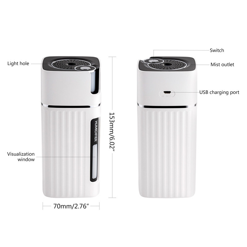 Hordozható Cool Mist párásító autós utazáshoz, színes légköri fénnyel