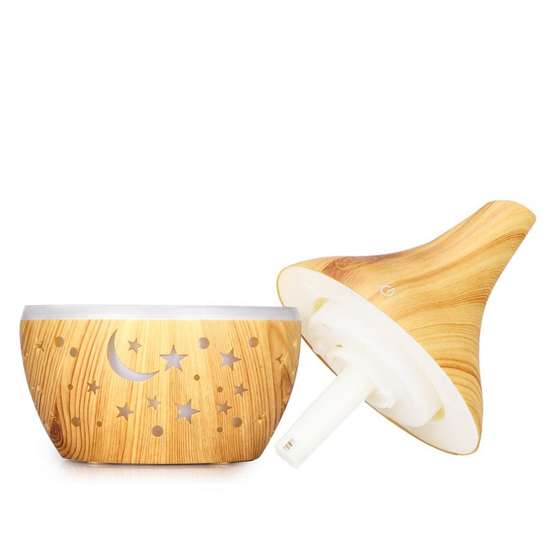 300 ml aromaterápiás párásító USB illóolaj diffúzor, beltéri párásítóhoz Wood Grain ultrahangos Cool Mist párásító