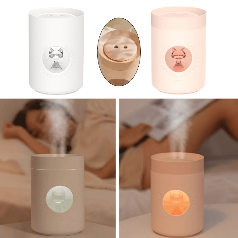 Umidificator de aer dublu de masă Dispozitiv de producere a ceață rece Dormitor Aromă Ulei esențial Difuzor Pulverizator Ultra-silențios N0PF