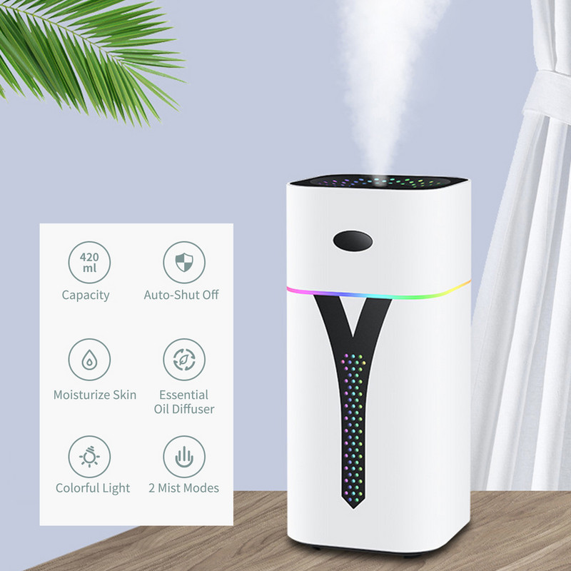 420 ml Colorful Mist Humidifier Essential Oil Diffuser USB φορητός υγραντήρας αέρα με Auto-Off Desktop Cool Mini Humidifiers
