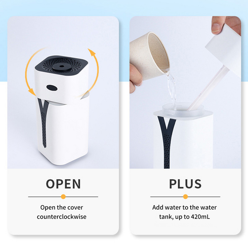 420 ml Colorful Mist Humidifier Essential Oil Diffuser USB φορητός υγραντήρας αέρα με Auto-Off Desktop Cool Mini Humidifiers