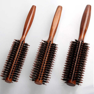 6 tipų tiesių ruoželinių plaukų šukos Natūralus šerno šerių sukamasis šepetys, apvalus vamzdelis, pūtimas garbanojimo šukavimo formavimo įrankis.