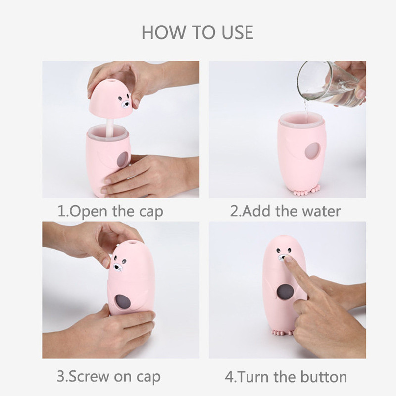 250 ml mini légpárásító kisállat USB LED éjszakai fény diffúzor autó párakészítő frissítő párásító irodai és otthoni használatra