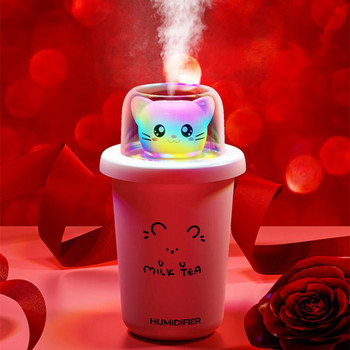 Сладък чаша чай с мляко Овлажнител за въздух с цветна лампа Освежител за въздух за кола Usb Арома дифузор за етерично масло Ултразвукова машина за мъгла