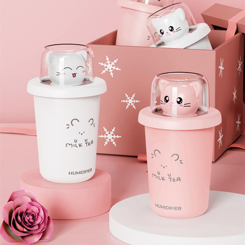 Aranyos tejes tea csésze légpárásító színes lámpával autós légfrissítő USB aroma diffúzor illóolajos ultrahangos ködkészítőhöz