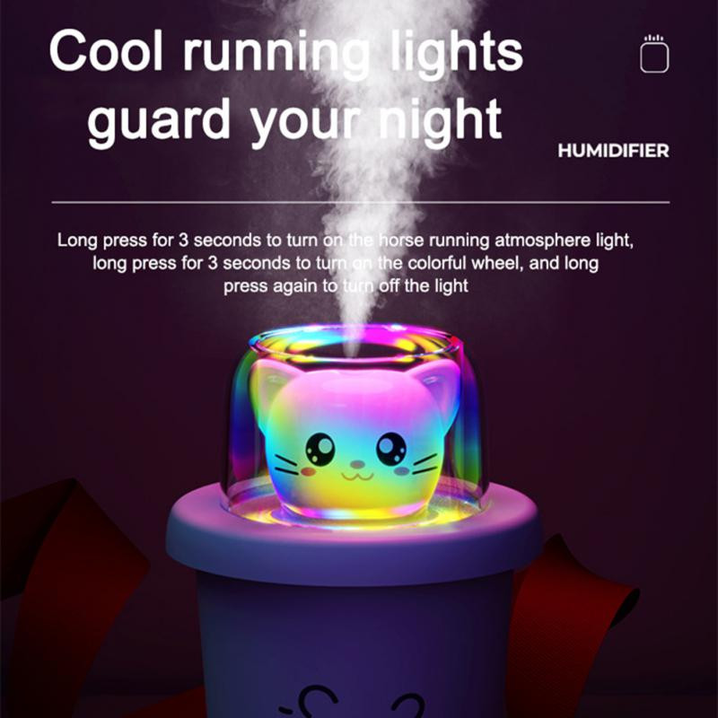 Aranyos tejes tea csésze légpárásító színes lámpával autós légfrissítő USB aroma diffúzor illóolajos ultrahangos ködkészítőhöz