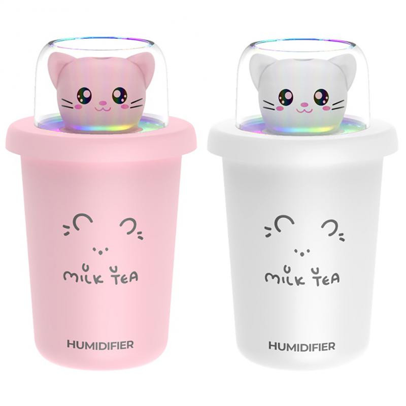 Aranyos tejes tea csésze légpárásító színes lámpával autós légfrissítő USB aroma diffúzor illóolajos ultrahangos ködkészítőhöz
