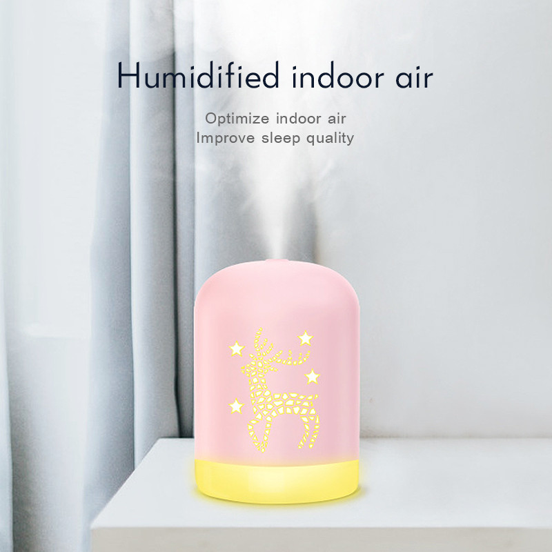 340 ml USB Deer õhuniisutaja Cartoon Aroma eeterlike õlide difuusor Ultraheli LED Nightlight õhuniisutaja Fogger jõulukink