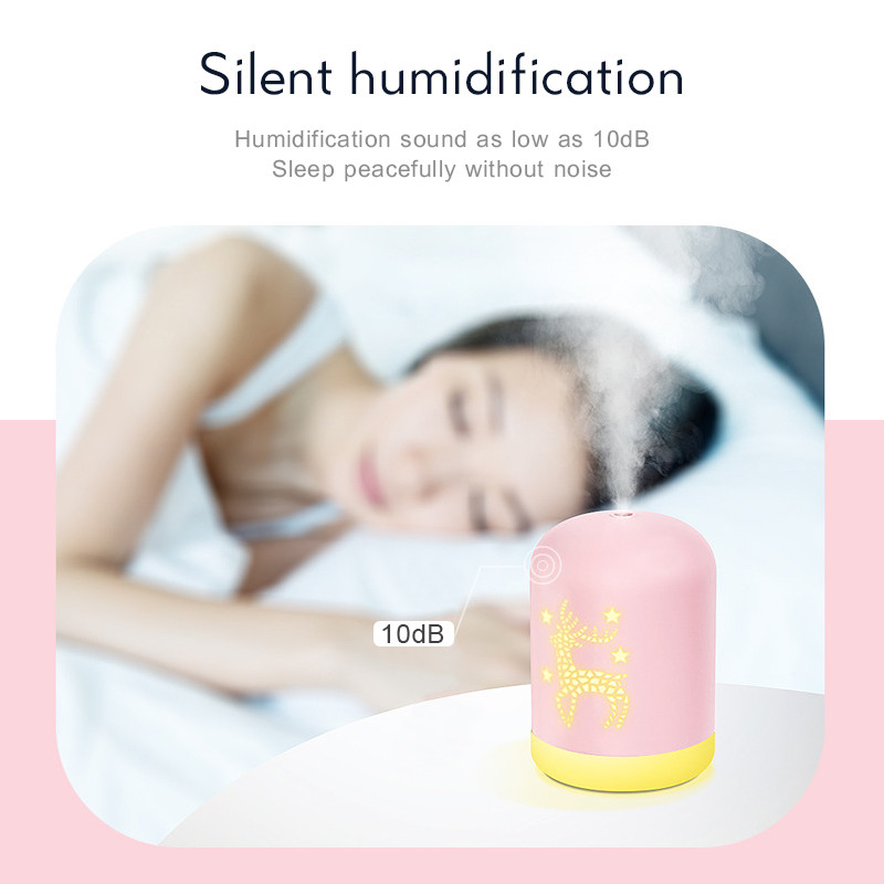 340 ml USB Deer õhuniisutaja Cartoon Aroma eeterlike õlide difuusor Ultraheli LED Nightlight õhuniisutaja Fogger jõulukink