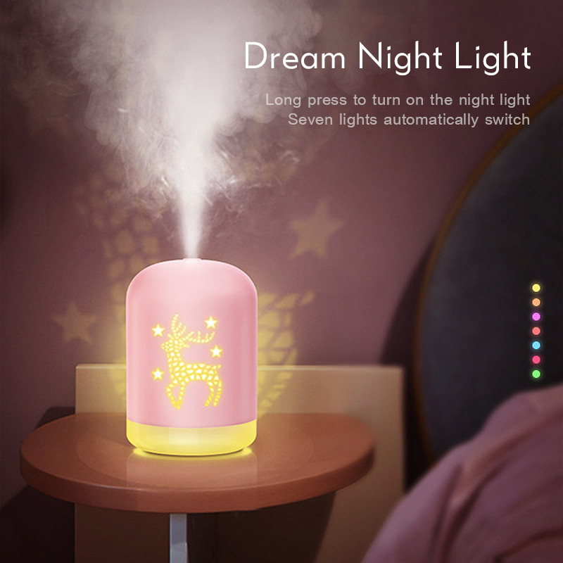 340 ml USB Deer õhuniisutaja Cartoon Aroma eeterlike õlide difuusor Ultraheli LED Nightlight õhuniisutaja Fogger jõulukink
