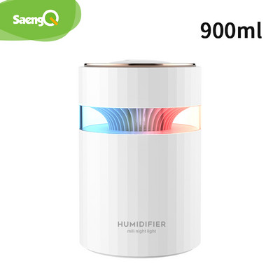 saengQ elektromos párásító diffúzor esszenciális aroma olaj légpárásító USB háztartási irodai ködkészítő LED lámpa 900 ml