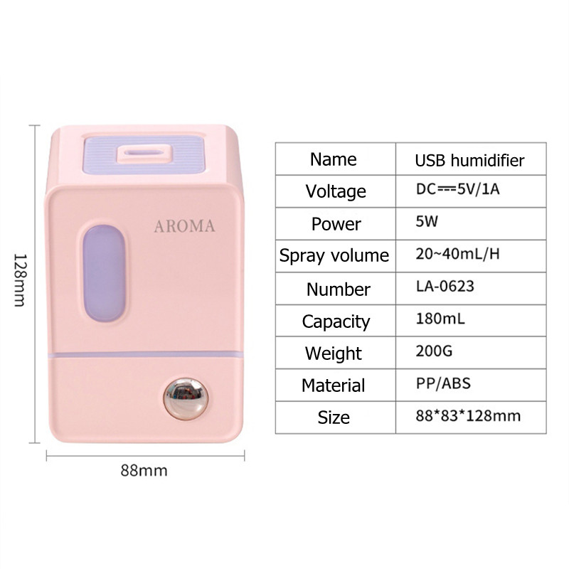 180 ml USB mini légpárásító aroma illóolaj diffúzor LED lámpával otthoni irodai asztalhoz Ultrahangos Cool Mist Maker Fogger