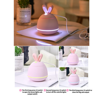 ELOOLE 200ML Υγραντήρας αέρα Cute Rabbit Ultra-silent USB Aroma Essential Oil Diffuser Humidificador Air Purifier Mist Maker
