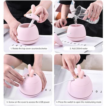 ELOOLE 200ML Υγραντήρας αέρα Cute Rabbit Ultra-silent USB Aroma Essential Oil Diffuser Humidificador Air Purifier Mist Maker