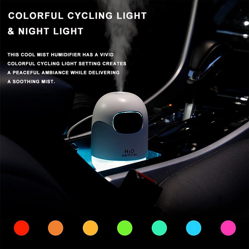 Mini Humidifier 200ml Super Quiet Desktop Cool Mist Humidifier for Baby Bedroom Office Car Home 7 Colors LED Night Night Purifier