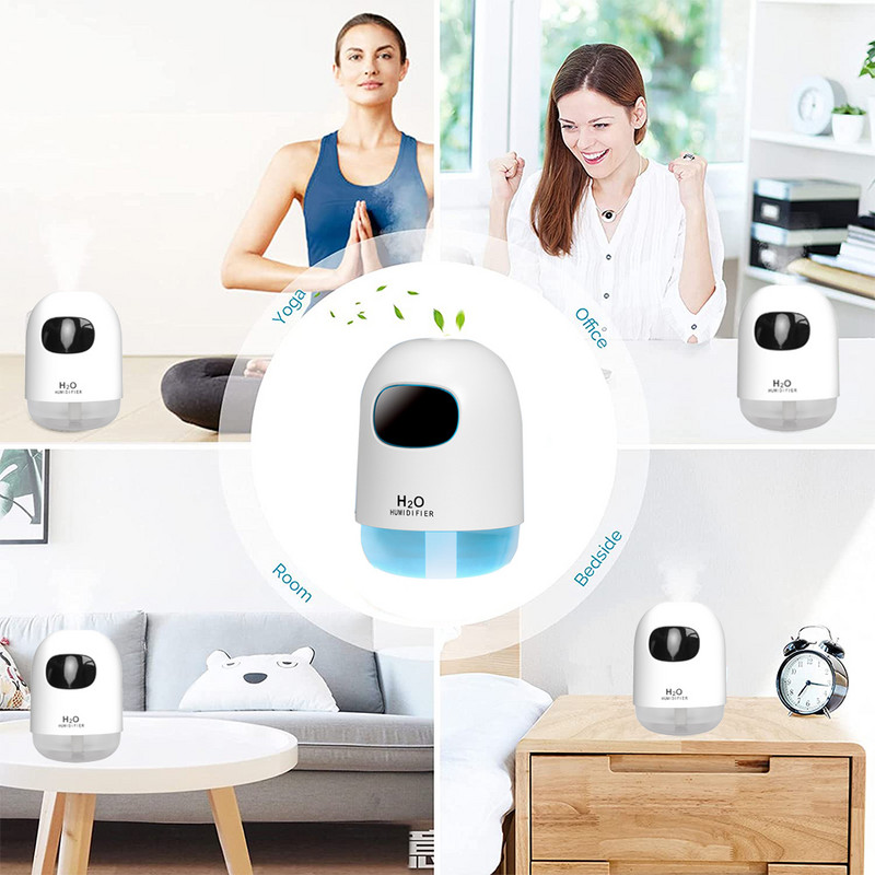 Mini Humidifier 200ml Super Quiet Desktop Cool Mist Humidifier for Baby Bedroom Office Car Home 7 Colors LED Night Night Purifier