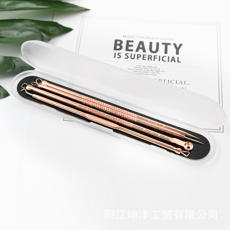 4 buc/set acnee acnee extractor de pete pentru îndepărtarea ace inoxidabile instrumente pentru îndepărtarea punctelor negre cu cutie