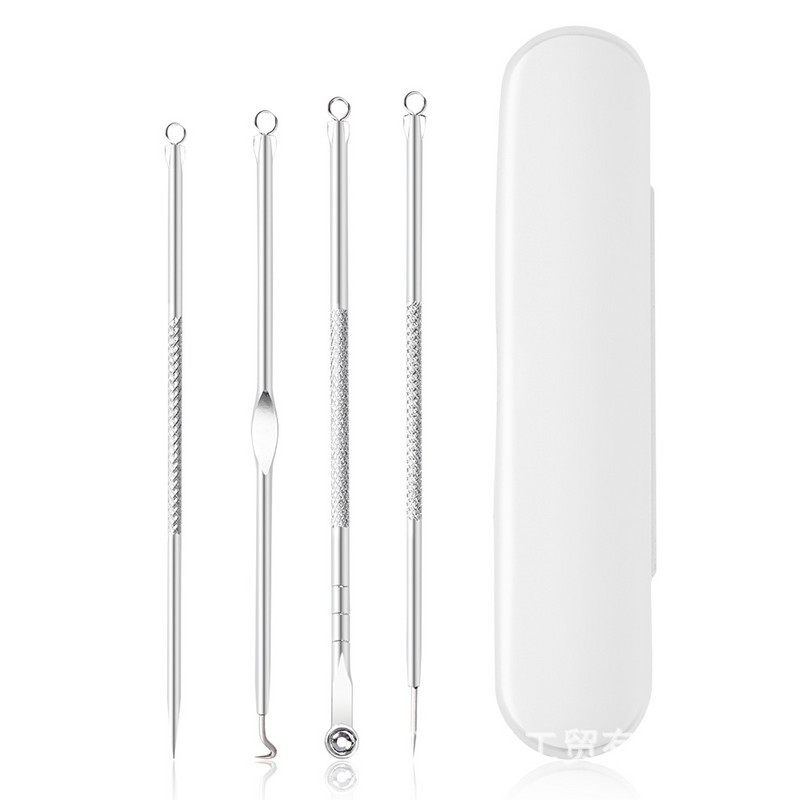4 buc/set acnee acnee extractor de pete pentru îndepărtarea ace inoxidabile instrumente pentru îndepărtarea punctelor negre cu cutie