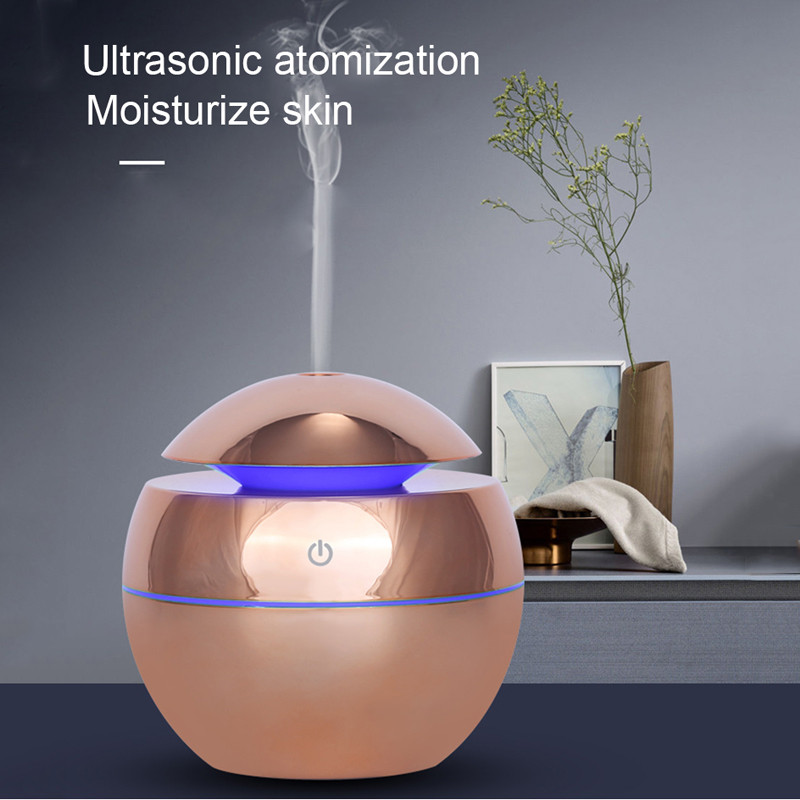 Umidificator galvanizat de 130 ML Ulei esențial din cereale din lemn Difuzor de aromă Atomizare cu ultrasunete pentru acasă, dormitor, birou, mașină