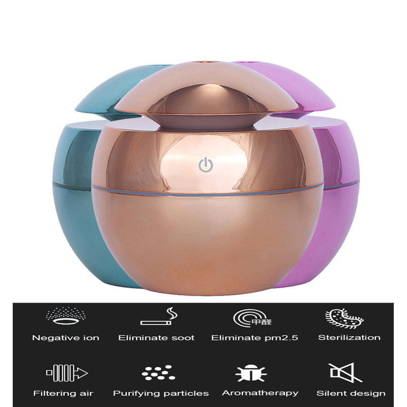 Umidificator galvanizat de 130 ML Ulei esențial din cereale din lemn Difuzor de aromă Atomizare cu ultrasunete pentru acasă, dormitor, birou, mașină