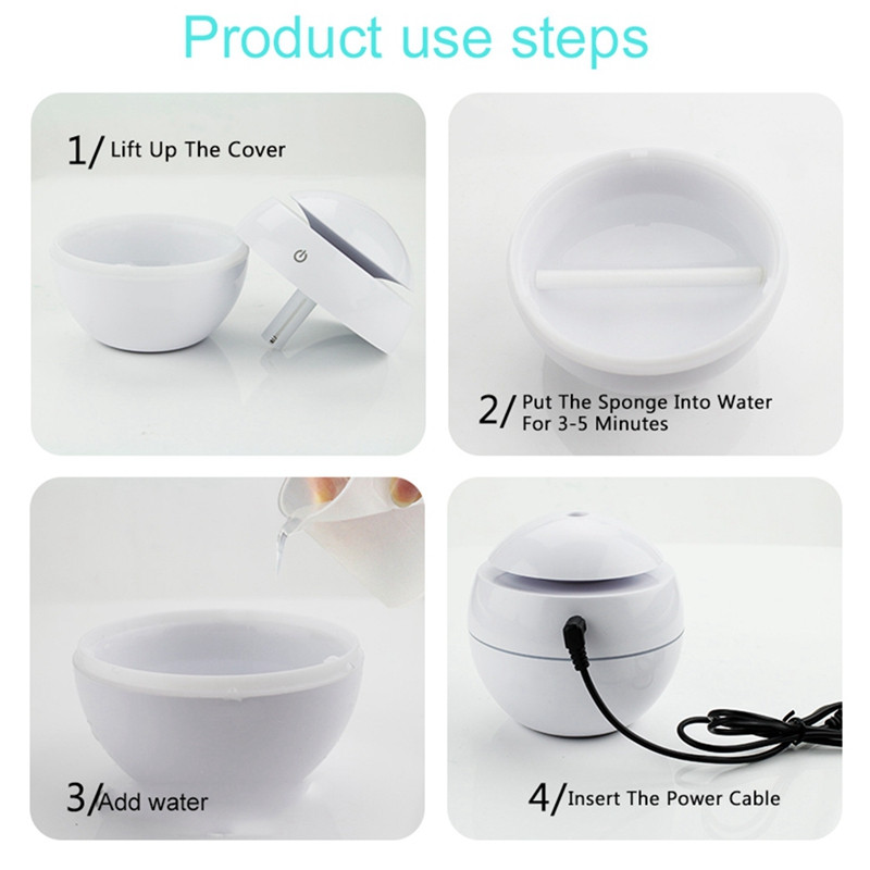 Kaasaskantav õhuniisutaja LED öövalgus eeterlike õlide difuusor Ultraheli USB aroomihajuti õlihajuti aroomiteraapia valge